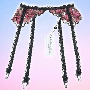 NWT FOR LOVE & LEMONS Garter Belt Sz XXS Floral Embroidered